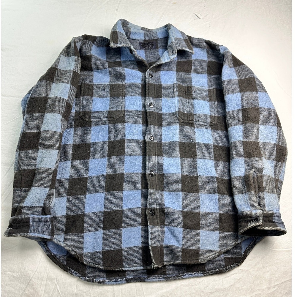 Genuine Dickies Mens XL Blue Black Buffalo Plaid Quilted Lined Fleece Shacket